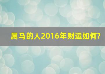 属马的人2016年财运如何?