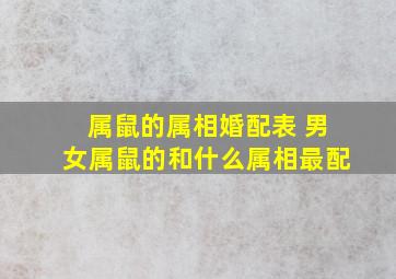 属鼠的属相婚配表 男女属鼠的和什么属相最配