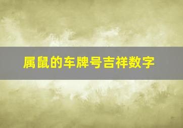 属鼠的车牌号吉祥数字