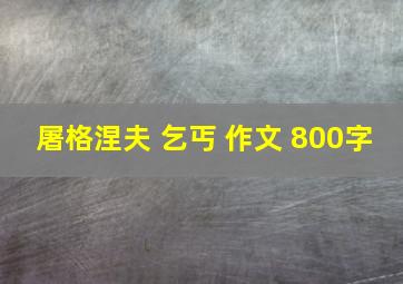 屠格涅夫 《乞丐》 作文 800字