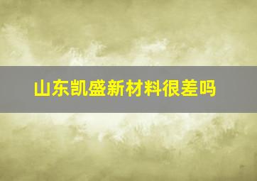 山东凯盛新材料很差吗