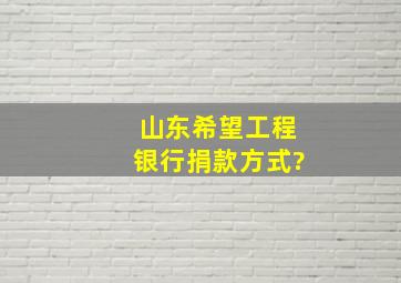 山东希望工程银行捐款方式?