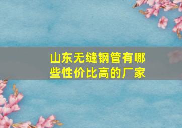 山东无缝钢管有哪些性价比高的厂家