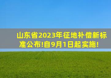 山东省2023年征地补偿新标准公布!自9月1日起实施! 