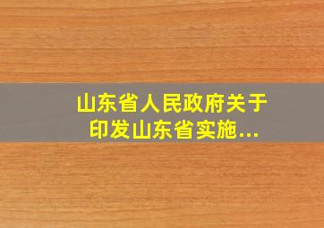 山东省人民政府关于印发《山东省实施...