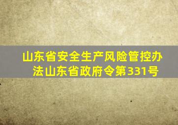 山东省安全生产风险管控办法山东省政府令第331号 