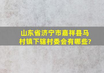 山东省济宁市嘉祥县马村镇下辖村委会有哪些?