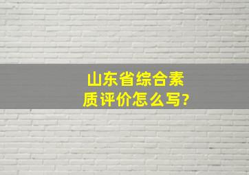 山东省综合素质评价怎么写?