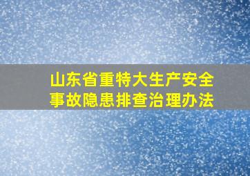 山东省重特大生产安全事故隐患排查治理办法