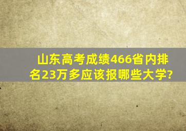 山东高考成绩466,省内排名23万多,应该报哪些大学?