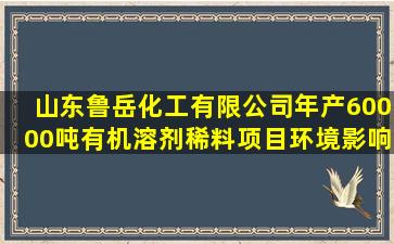 山东鲁岳化工有限公司年产60000吨有机溶剂稀料项目环境影响报告书...