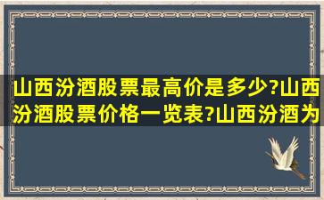 山西汾酒股票最高价是多少?山西汾酒股票价格一览表?山西汾酒为何...