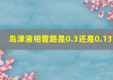 岛津液相管路是0.3还是0.13