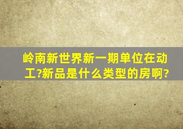 岭南新世界新一期单位在动工?新品是什么类型的房啊?