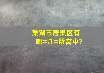 巢湖市居巢区有哪=几=所高中?