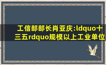 工信部部长肖亚庆:“十三五”规模以上工业单位增加值能耗下降16%|节 ...