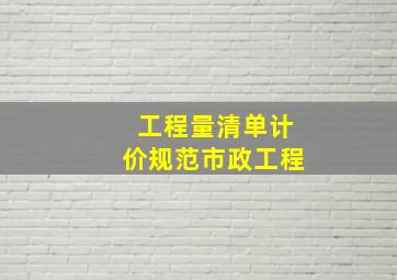 工程量清单计价规范市政工程