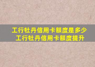 工行牡丹信用卡额度是多少 工行牡丹信用卡额度提升