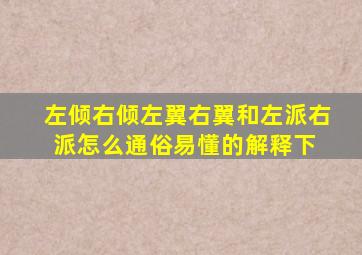 左倾右倾、左翼右翼和左派右派,怎么通俗易懂的解释下 