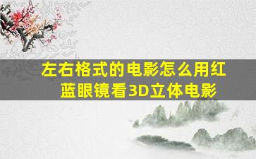 左右格式的电影怎么用红蓝眼镜看3D立体电影 