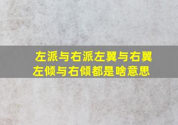 左派与右派、左翼与右翼、左倾与右倾都是啥意思 