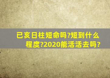 已亥日柱短命吗?短到什么程度?2020能活活去吗?