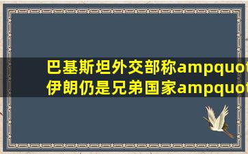 巴基斯坦外交部称"伊朗仍是兄弟国家",现在是解决冲突最好时机