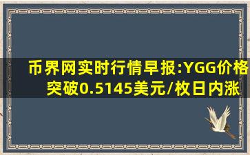 币界网实时行情早报:YGG价格突破0.5145美元/枚,日内涨3.52% 
