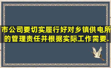 市公司要切实履行好对乡镇供电所的管理责任,并根据实际工作需要,...