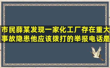 市民薛某发现一家化工厂存在重大事故隐患,他应该拨打的举报电话是()。