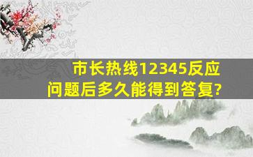 市长热线12345反应问题后,多久能得到答复?