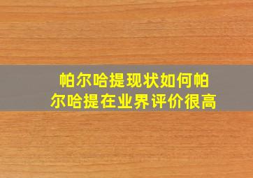 帕尔哈提现状如何,帕尔哈提在业界评价很高