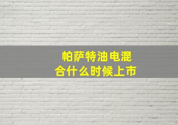 帕萨特油电混合什么时候上市