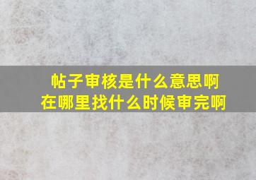 帖子审核是什么意思啊,在哪里找,什么时候审完啊