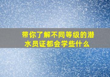 带你了解不同等级的潜水员证都会学些什么 