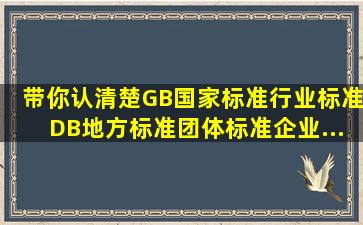 带你认清楚GB国家标准、行业标准、DB地方标准、团体标准、企业...