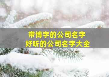 带博字的公司名字 好听的公司名字大全