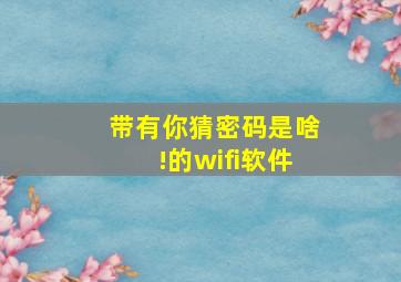 带有(你猜密码是啥!)的wifi软件