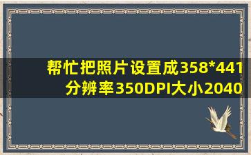 帮忙把照片设置成358*441,分辨率350DPI,大小2040K,谢谢。