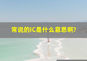 常说的IC是什么意思啊?