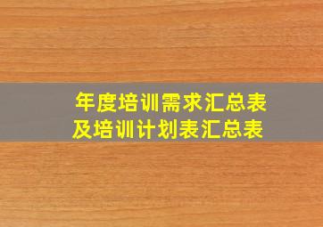 年度培训需求汇总表及培训计划表汇总表 