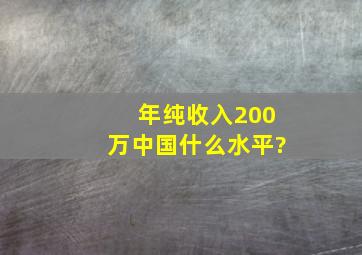 年纯收入200万中国什么水平?