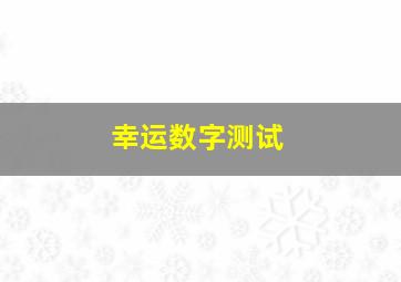 幸运数字测试