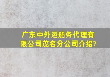 广东中外运船务代理有限公司茂名分公司介绍?