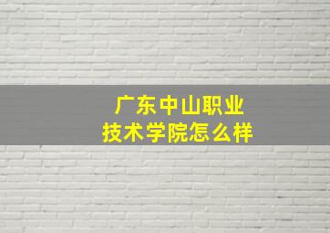 广东中山职业技术学院怎么样