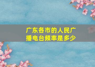 广东各市的人民广播电台频率是多少