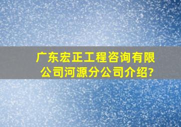 广东宏正工程咨询有限公司河源分公司介绍?