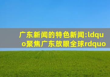 广东新闻的特色新闻:“聚焦广东,放眼全球”