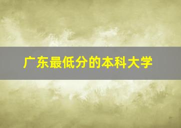 广东最低分的本科大学