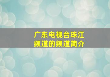 广东电视台珠江频道的频道简介
